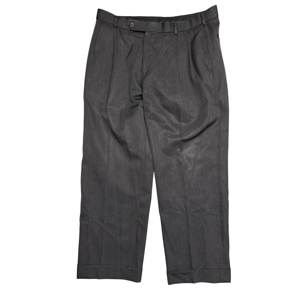 Brooks Brothers Madison Mens 36x27 Charcoal Gray Pleated 100% Wool Dress Pants